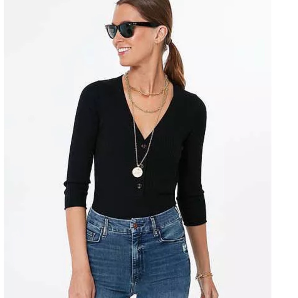 Tuckernuck Black Hendrix Henley V-Neck Button Down Shirt